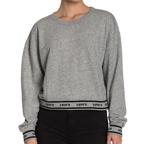 Levi’s Logo Trim Pullover Crewneck in Grey/Black Size XL - Picture 1 of 12